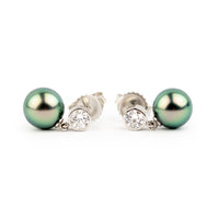 Tahitian Pearl & Diamond Nova Earrings on 14K White Gold