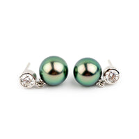 Tahitian Pearl & Diamond Nova Earrings on 14K White Gold