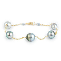 Sky Blue Circled Tin-Cup Tahitian Pearl Bracelet