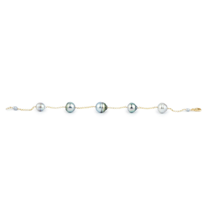 Sky Blue Circled Tin-Cup Tahitian Pearl Bracelet