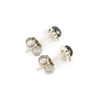 Dark Silvery Keshi Pearl Sterling Silver Seashell Stud Earrings