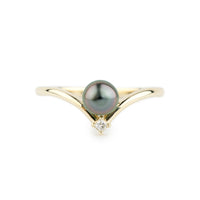 Tahitian Keshi Pearl & Diamond Sunrise Ring