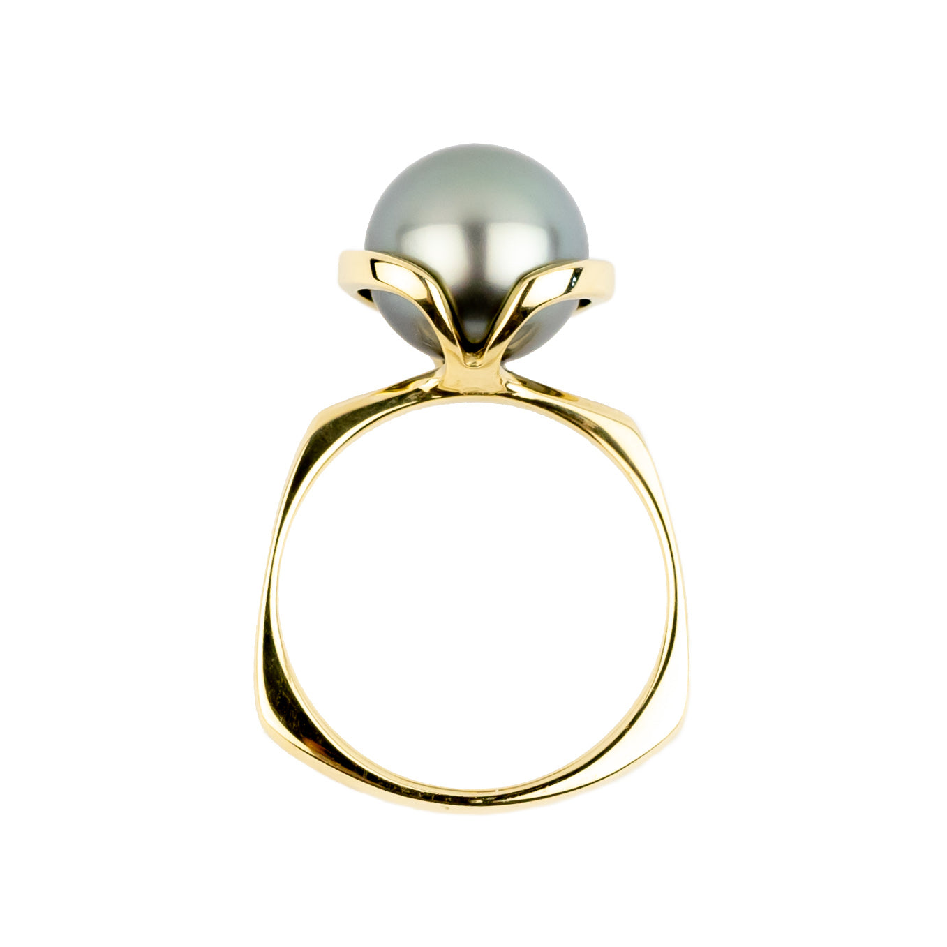 Light Peacock Green Tahitian Pearl Petal Ring