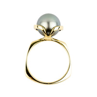 Light Peacock Green Tahitian Pearl Petal Ring