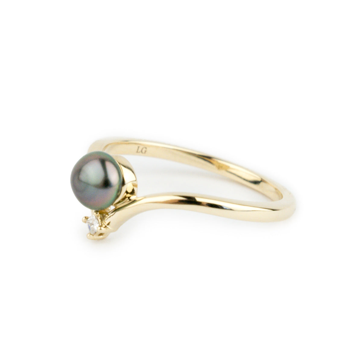Tahitian Keshi Pearl & Diamond Sunrise Ring