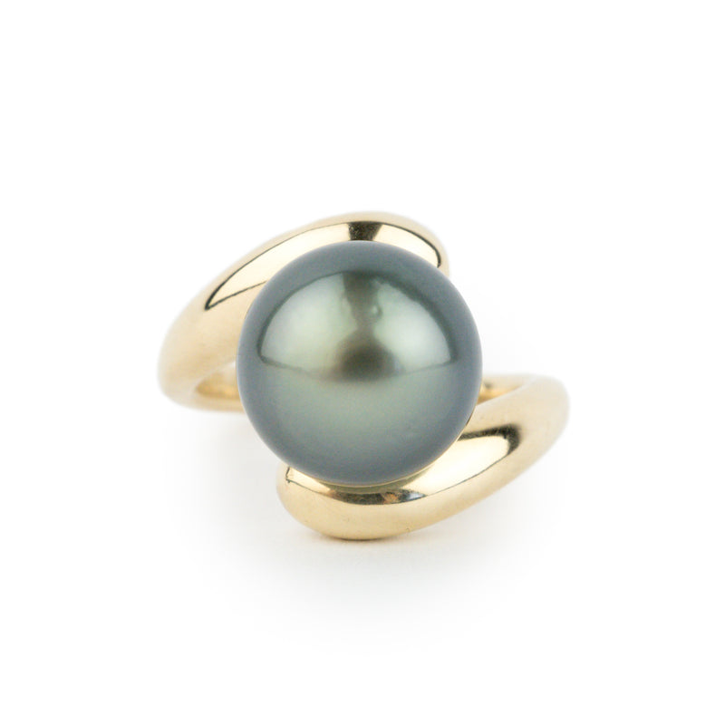 Indigo-Green 12.1mm Tahitian Pearl Ring