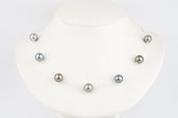Silvery Blue Tin-Cup Tahitian Pearl Necklace on Sterling Silver