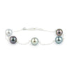 Multi Colored Tahitian Pearl Tin Cup Bracelet on Sterling Silver