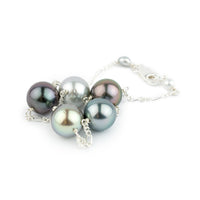 Multi Colored Tahitian Pearl Tin Cup Bracelet on Sterling Silver