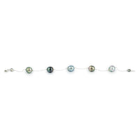 Multi Colorful Circled Tahitian Pearl Tin Cup Bracelet on Sterling Silver
