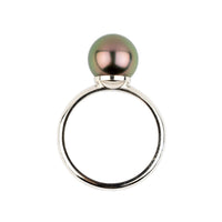 Aubergine Green 9.5mm Tahitian Pearl Ring on 14K White Gold