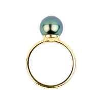 Ocean Blue 9.4mm Tahitian Pearl Ring on 14K Yellow Gold