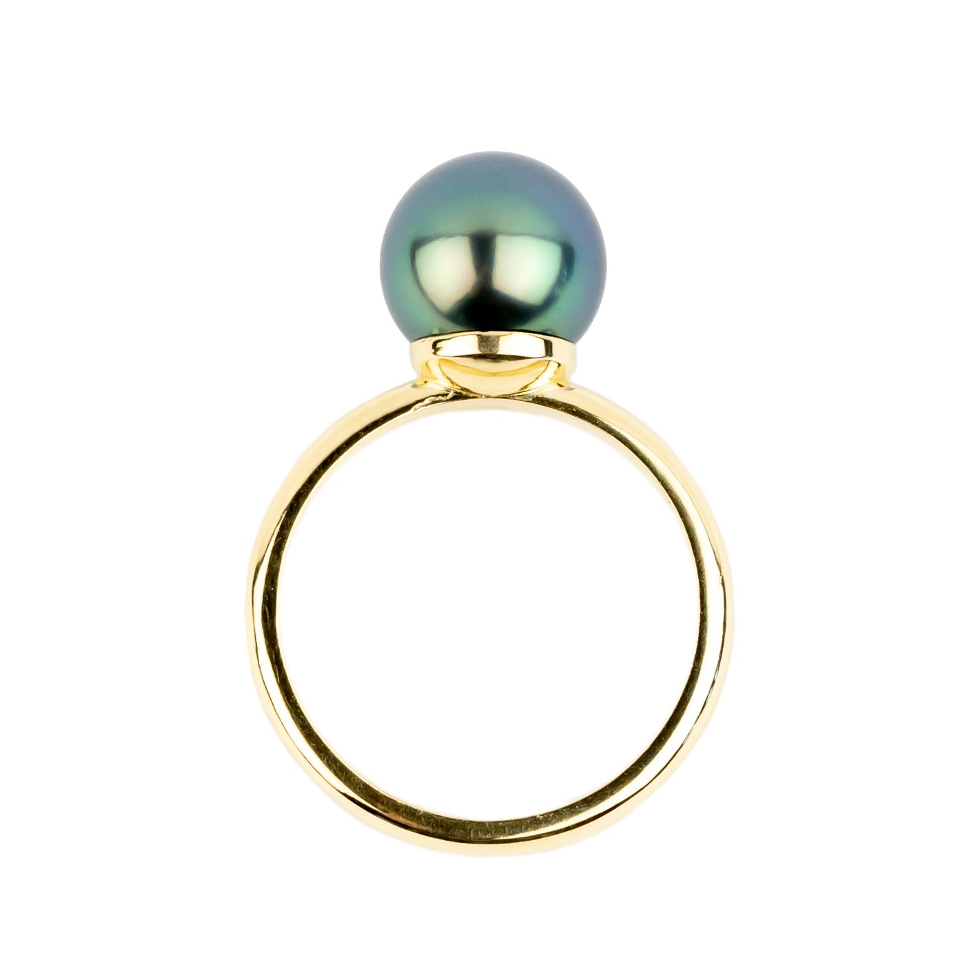Ocean Blue 9.4mm Tahitian Pearl Ring on 14K Yellow Gold