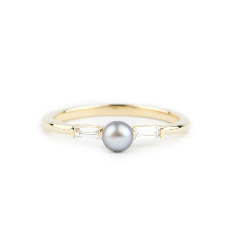 Tahitian Keshi Pearl & Diamond Mahana Ring