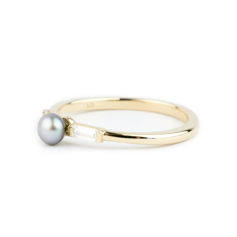 Tahitian Keshi Pearl & Diamond Mahana Ring