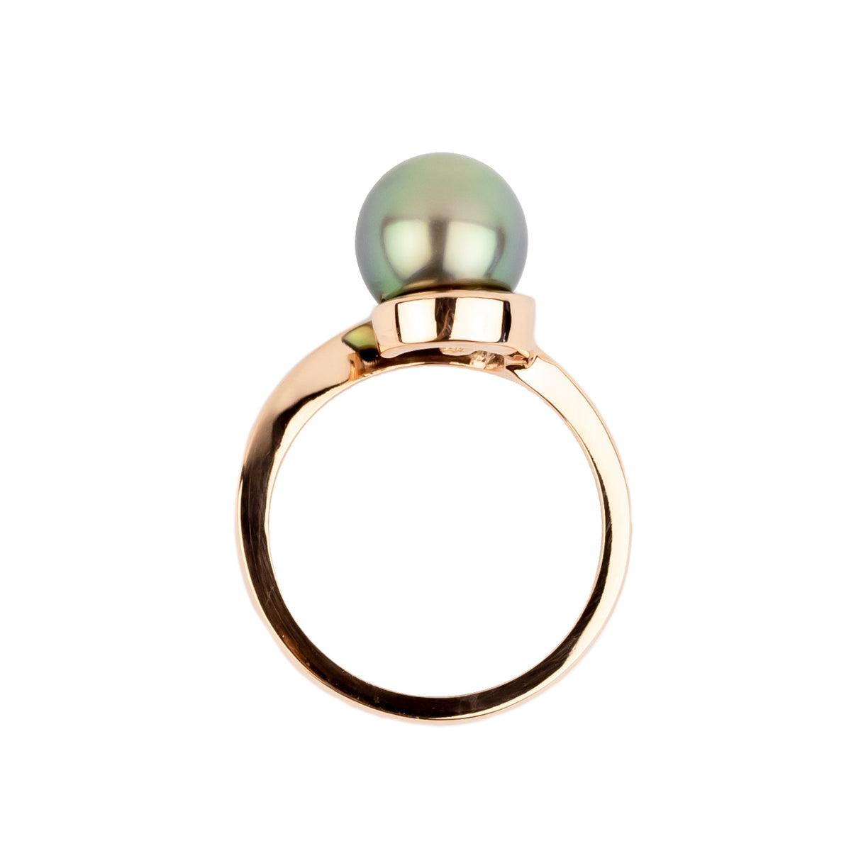 Light Pink Peacock 8.5mm Tahitian Pearl Swirl Ring on 14k Rose Gold