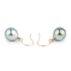 Sky Blue Baroque Tahitian Pearl Dangle Earrings on 14K Rose Gold