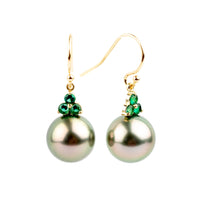 Tahitian Pearl & Emerald Raiana Earrings