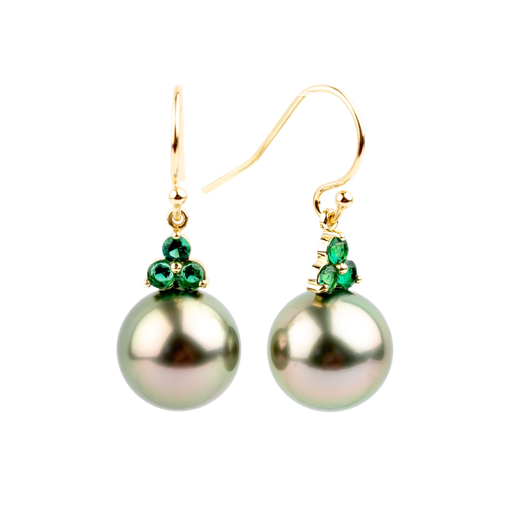 Tahitian Pearl & Emerald Raiana Earrings