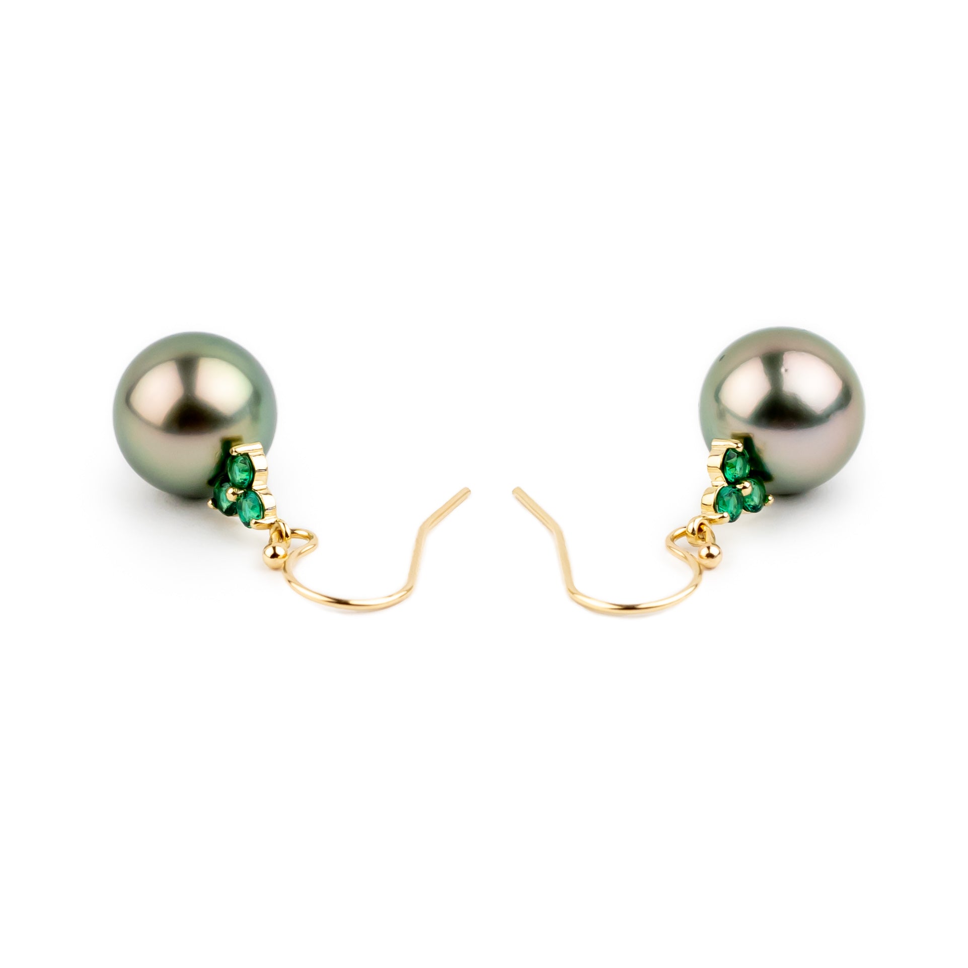 Tahitian Pearl & Emerald Raiana Earrings