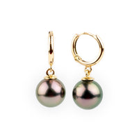 Hibiscus Pink Tahitian Pearl Huggie Hoop Earrings