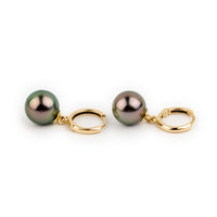 Hibiscus Pink Tahitian Pearl Huggie Hoop Earrings