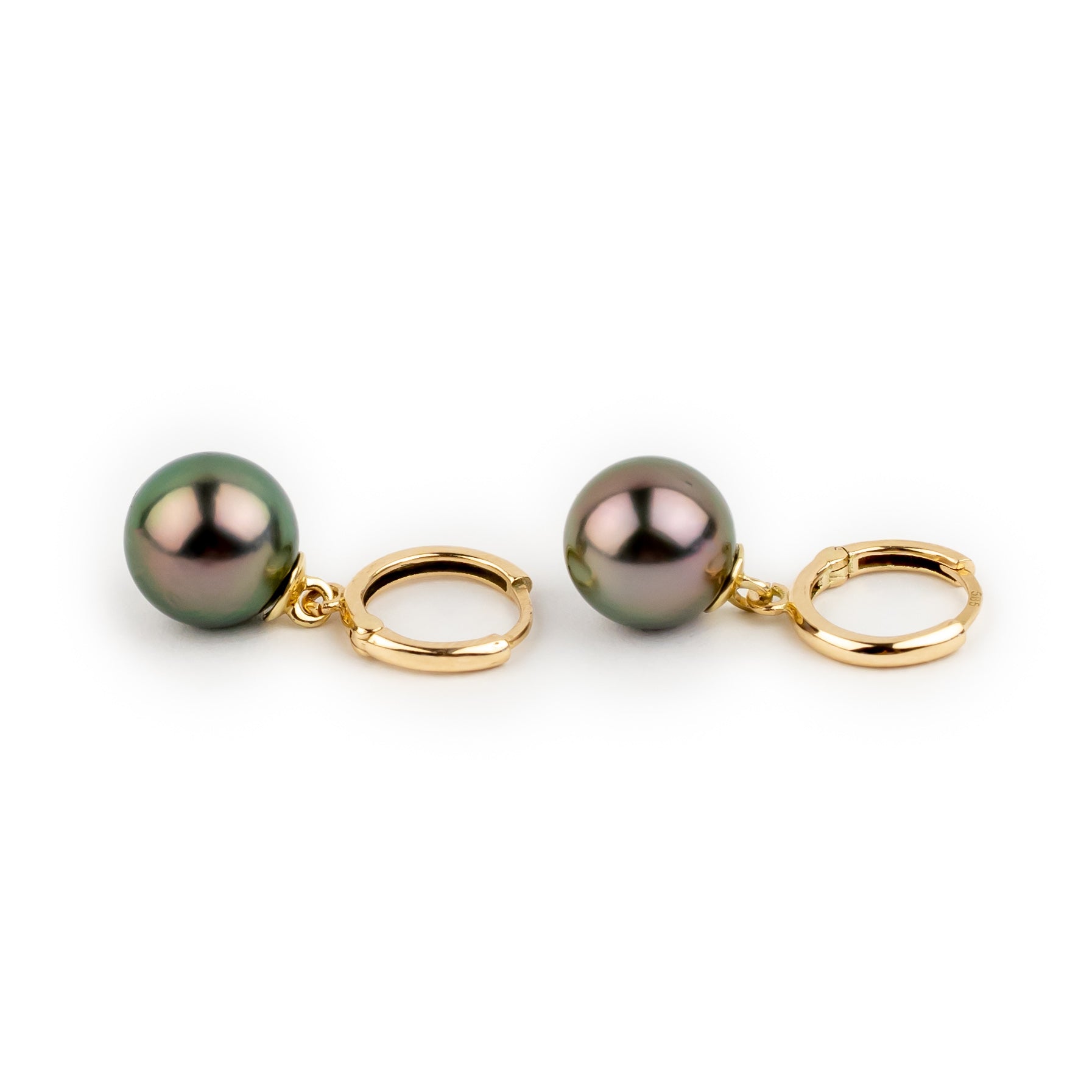Hibiscus Pink Tahitian Pearl Huggie Hoop Earrings