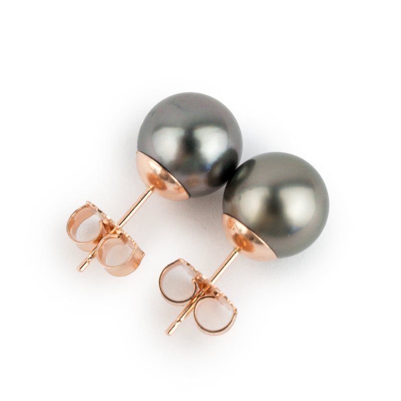 Lavender-Pink 9.2-9.5mm Tahitian Pearl Stud Earrings