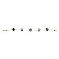 Purple Green Flash Tahitian Pearl Tin Cup Bracelet on 14K Yellow Gold