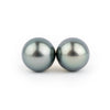Silvery Blue-Green 9.2-9.5mm Tahitian Pearl Stud Earrings