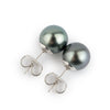 Silvery Blue-Green 9.2-9.5mm Tahitian Pearl Stud Earrings