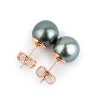 Silvery Blue-Green 9.2-9.5mm Tahitian Pearl Stud Earrings