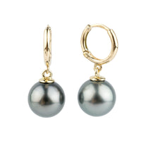 Stormy Blue Tahitian Pearl Huggie Hoop Earrings