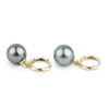 Stormy Blue Tahitian Pearl Huggie Hoop Earrings