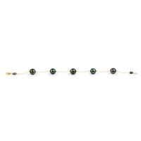 Deep Greens Tahitian Pearl Tin Cup Bracelet on 14K Yellow Gold