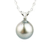 Silvery Multi-Colored  9mm Tahitian Pearl I'a Necklace on Sterling Silver