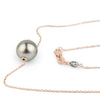 Golden Pink-Green 10.2mm Tahitian Pearl Solitaire Necklace on 14K Rose Gold