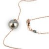 Golden Pink-Green 10.2mm Tahitian Pearl Solitaire Necklace on 14K Rose Gold
