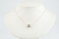 Golden Pink-Green 10.2mm Tahitian Pearl Solitaire Necklace on 14K Rose Gold