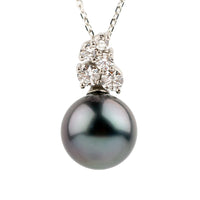 Purple Eclipse Tahitian Pearl & Diamond Asteria Necklace on 14K White Gold