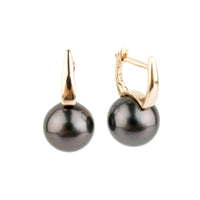 Eclipse Black 9mm Tahitian Pearl Lever Back Hoop Earrings