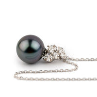 Purple Eclipse Tahitian Pearl & Diamond Asteria Necklace on 14K White Gold
