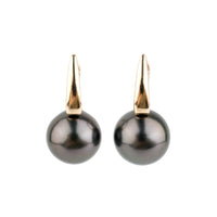 Eclipse Black 9mm Tahitian Pearl Lever Back Hoop Earrings