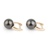 Eclipse Black 9mm Tahitian Pearl Lever Back Hoop Earrings