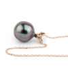 Lavender-Blue 9.3mm Tahitian Pearl I'a Necklace on 14K Rose Gold