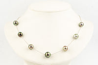 Rose Garden Tin-Cup Tahitian Pearl Necklace on 14K White Gold