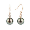 Tahitian Pearl & Diamond Aurora French Hook Earrings on 14K Rose Gold