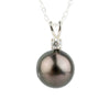 Tahitian Pearl & Diamond Aubergine Green Étoile Necklace on Sterling Silver