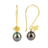 Flashy Rainbow Tahitian Pearl Hibiscus Hook Earrings