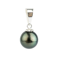 Peacock Green Tahitian Pearl Pendant on Sterling Silver
